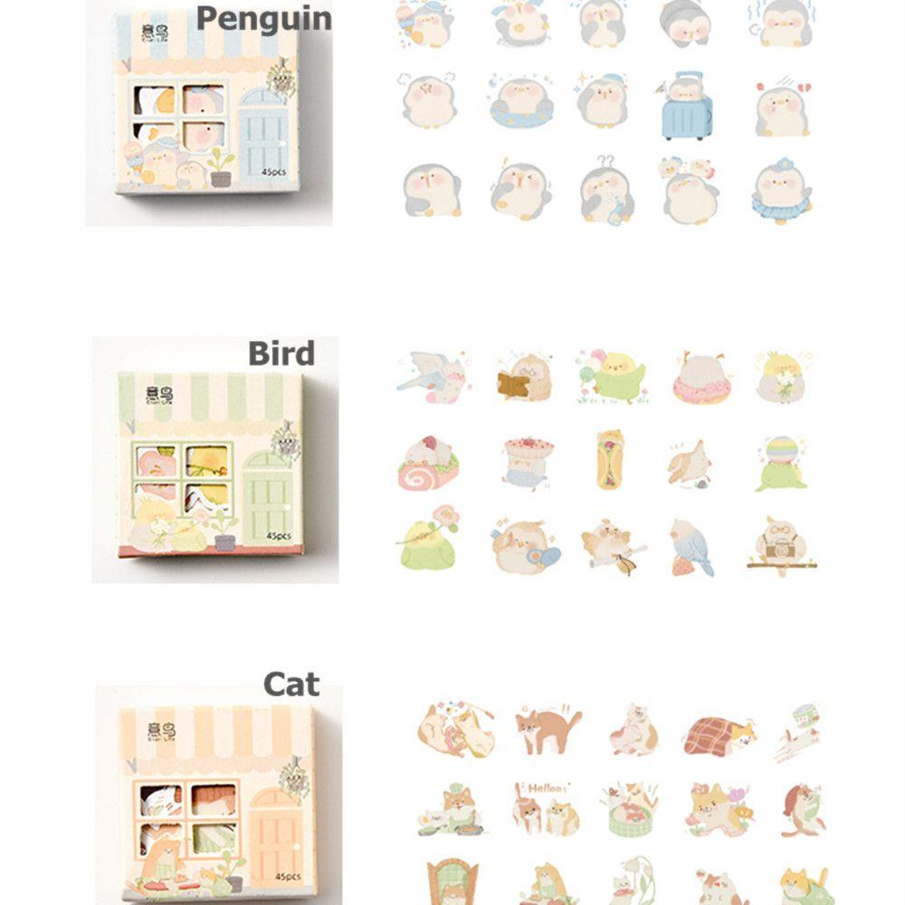 Populer 45PCS /Box Kawaii House Stiker Jurnal Memo Pads Notes Kalender Perekat Scrapbooking