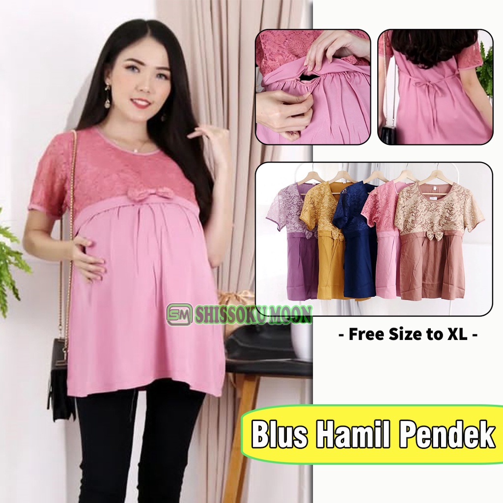 Baju Atasan Hamil Menyusui Model Elegant Bahan Brukat Kombinasi Rayon Twill - Lassie