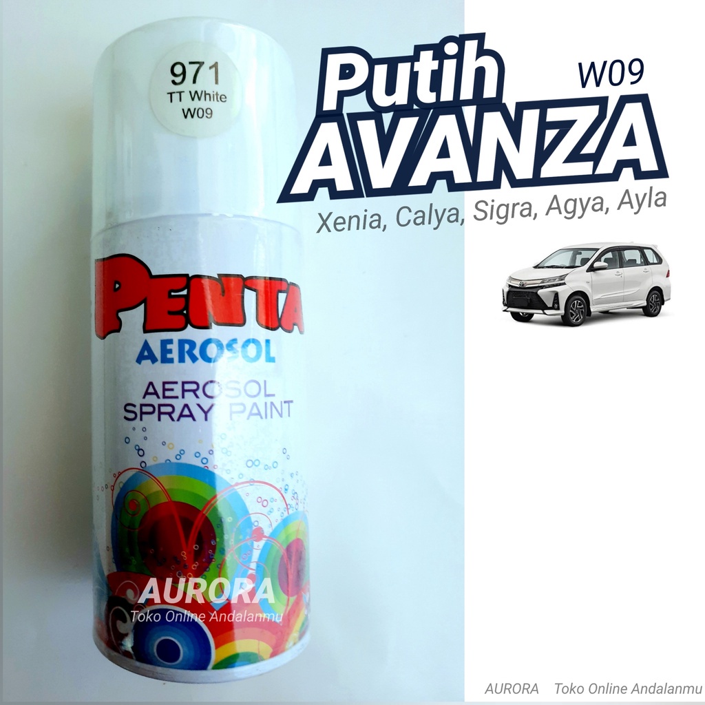 Cat Pilox PUTIH AVANZA / Xenia Penta Super Gloss White W09 Cocok untuk Toyota Avansa Calya Agya Daih