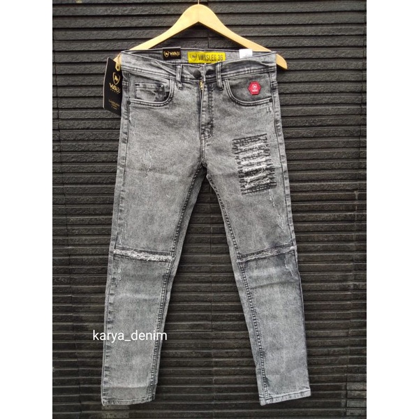 celana jeans panjang skinny pria abu fashion sobek distroy terkini vlg36