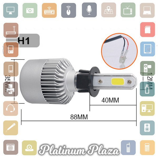 HLXG Lampu Mobil LED COB Headlight 8000LM H1 S2 Chip 2 PCS - Silver`TWZCML-