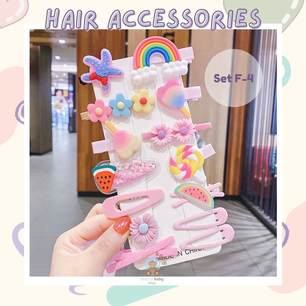 MBSS - JEPIT TWELVE Jepit Rambut Anak Fashion Korea Set 14 Jepit Rambut Kartun Jepit Rambut Gadis