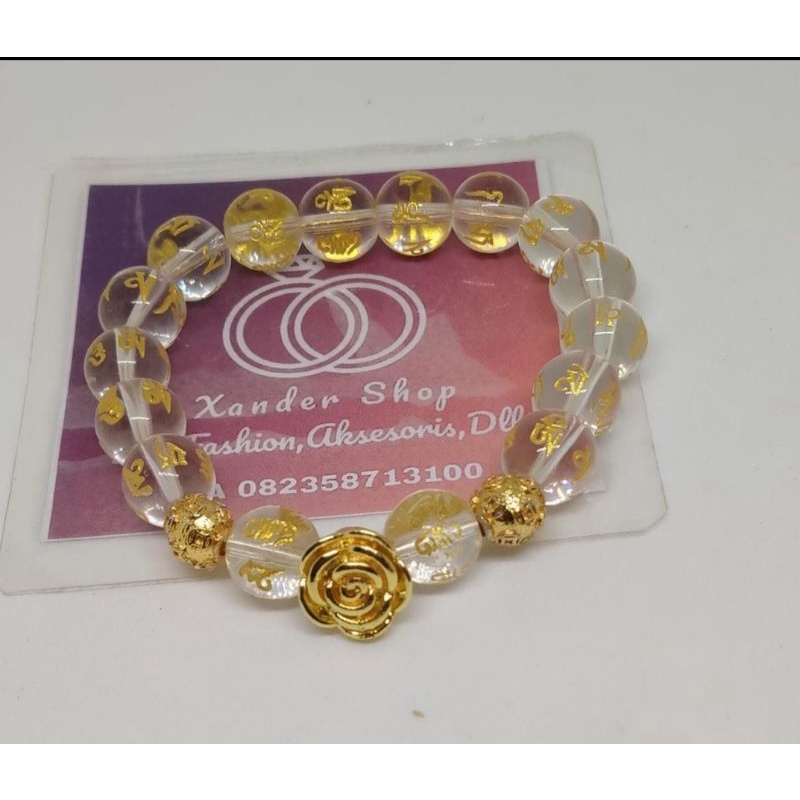 GELANG OM MANI PADME HUM COMBI BUNGA