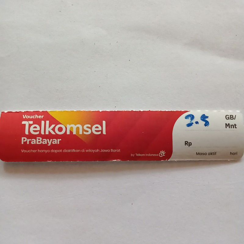 Voucher Telkomsel Jawa Barat 2,5 GB 5 hari, kode dikirim via chat Shopee