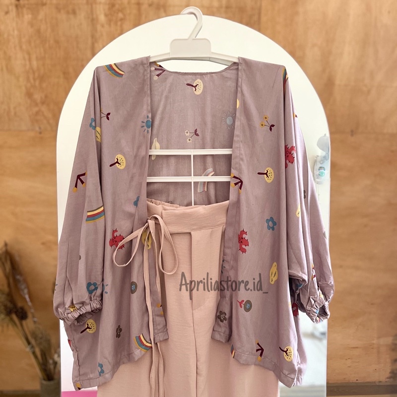 ONE SET KIYOWO OUTER / CRINKLE PANTS-Rainbow milo tali