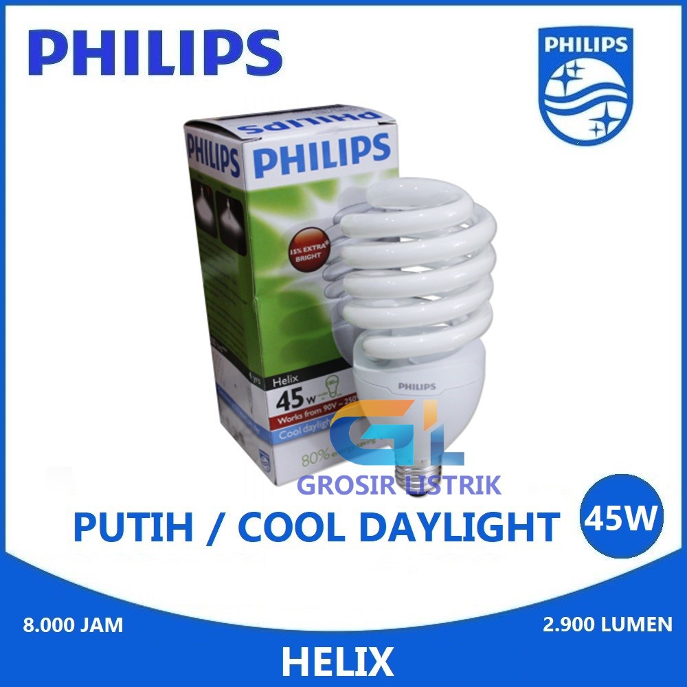 Lampu Philips Helix 45W Putih Cool Daylight 6500K Spiral Tornado 45 Watt W 45Watt Original Grosir