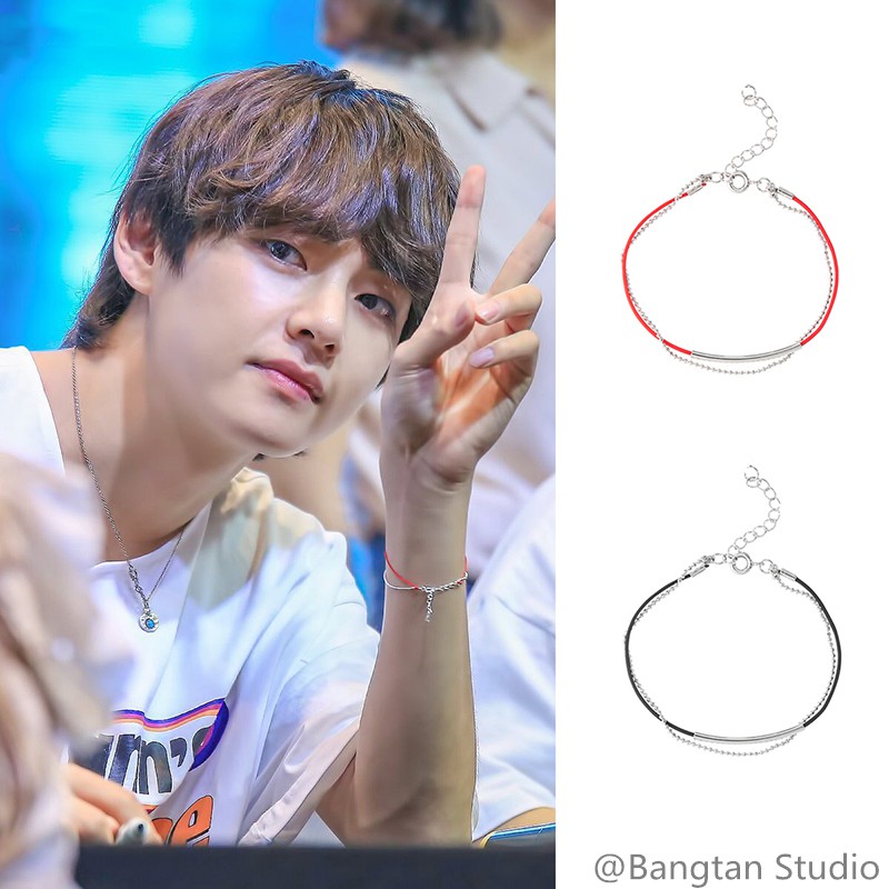  4 11New BTS  Bracelet Kim Taehyung KPOP Style V Red Rope 