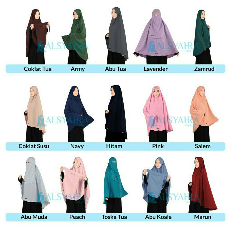 Alsyahra Exclusive Set Khimar Non Pet Bonus Niqab Bandana Wolfis