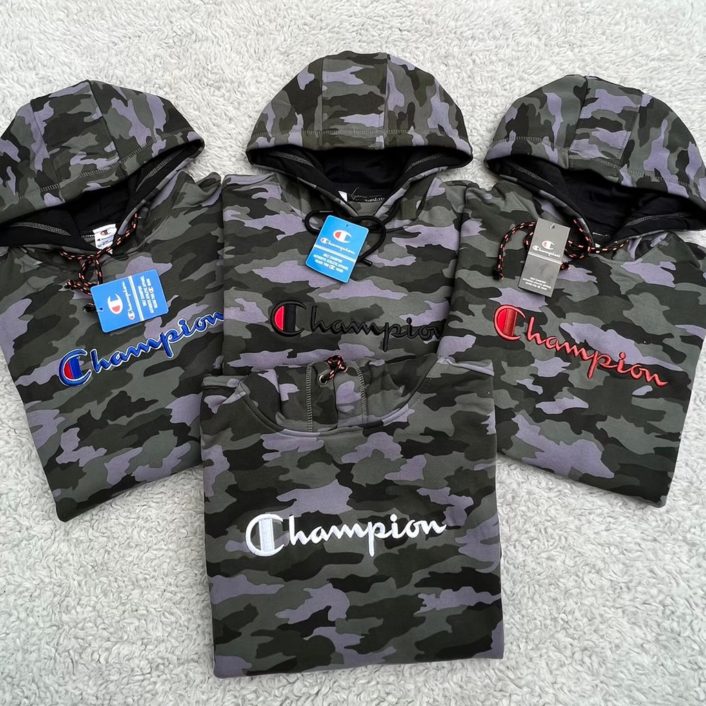 Hoodie Champion Camo Bordir 100% Catton Flecee Murni Gramasi 300 // Jaket Sweater Champion Loreng Premium Quality