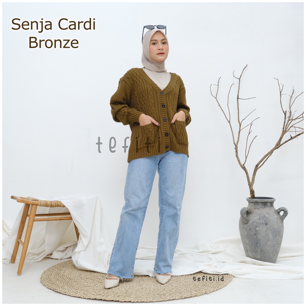 Cardigan Rajut Pendek wanita Knitwear Baju Hangat Outer Wanita Tebal Cardigan rajut jumbo tebal