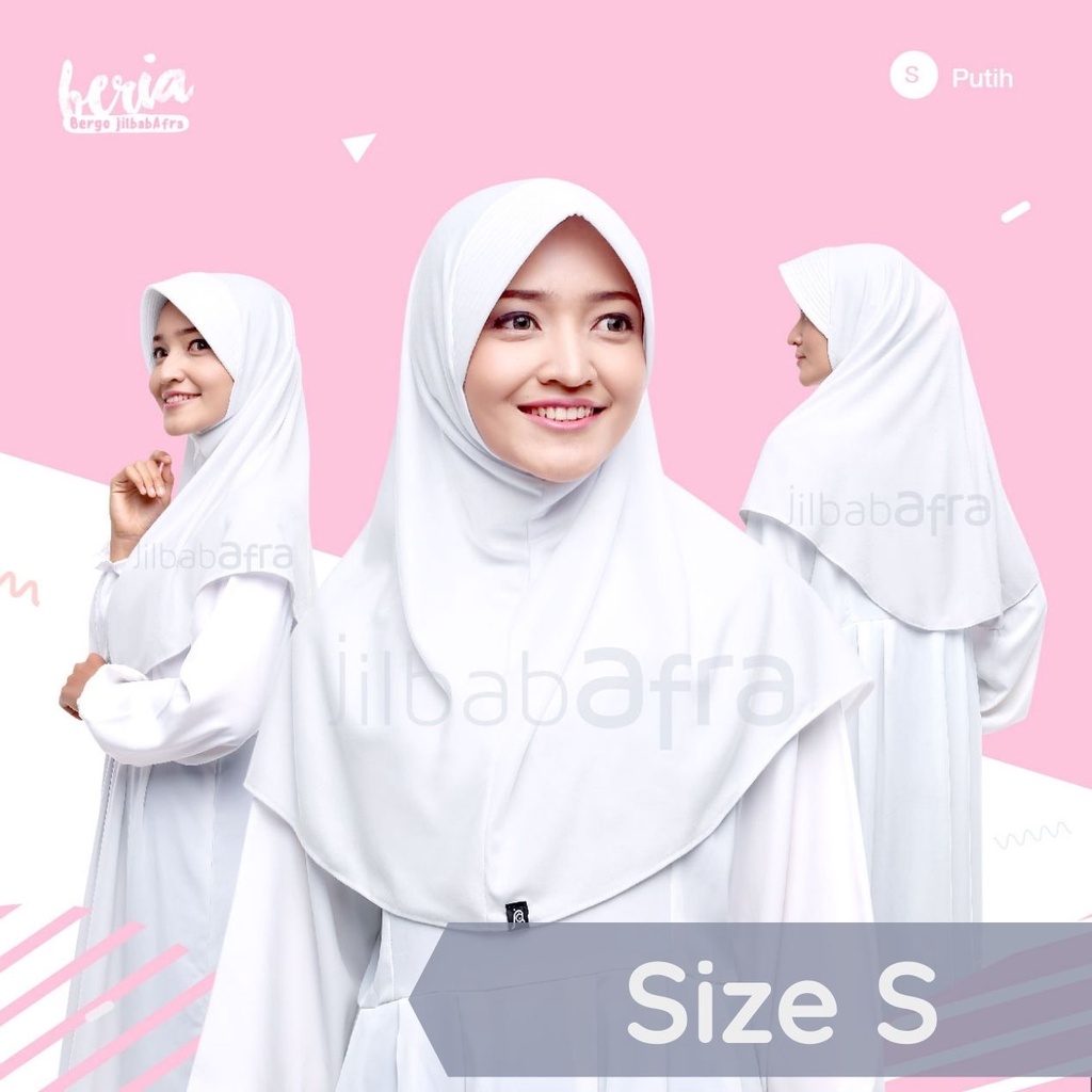 Jilbab Beria Size S - Bergo Jilbab Afra (Arfa) - Hijab Instan Bahan Kaos, Adem, Lembut &amp; Nyaman