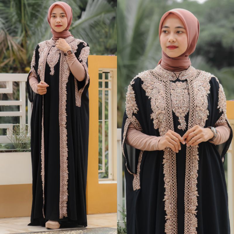 Kaftan rades | Kaftan jubah madina bahan ceruty full bordir dan payet Gamis Mahera wanita remaja ibu