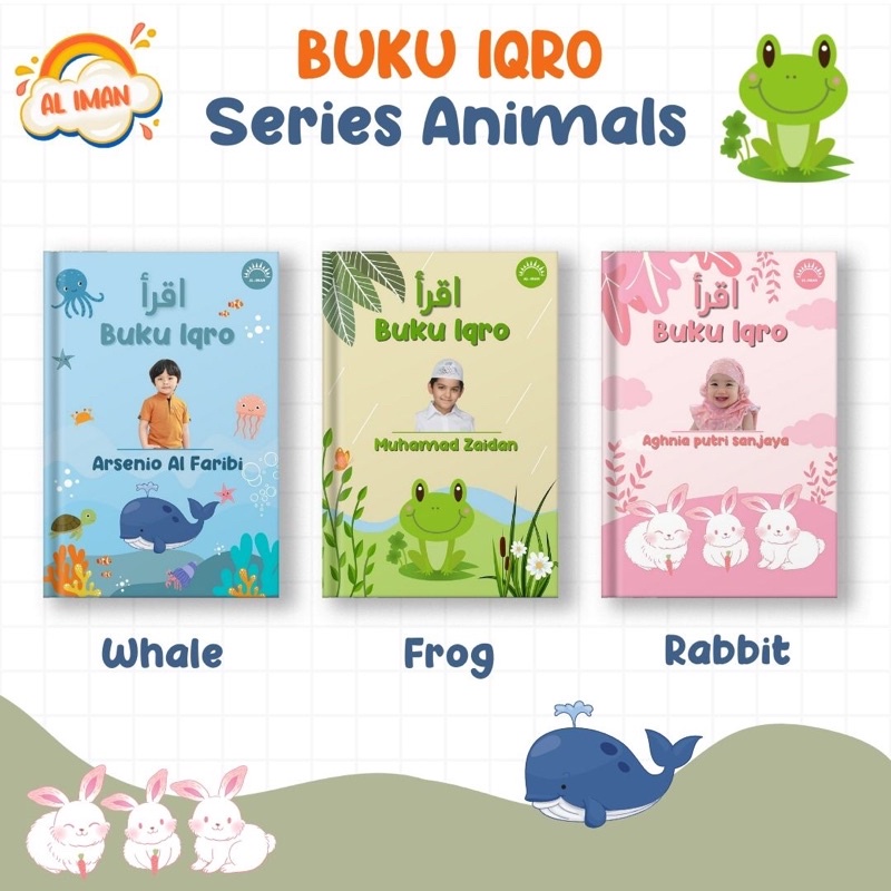 Buku Iqra Iqro Hard cover Anak Balita Terjemah Lengkap Gratis  Custom Nama Dan Foto-Aminals