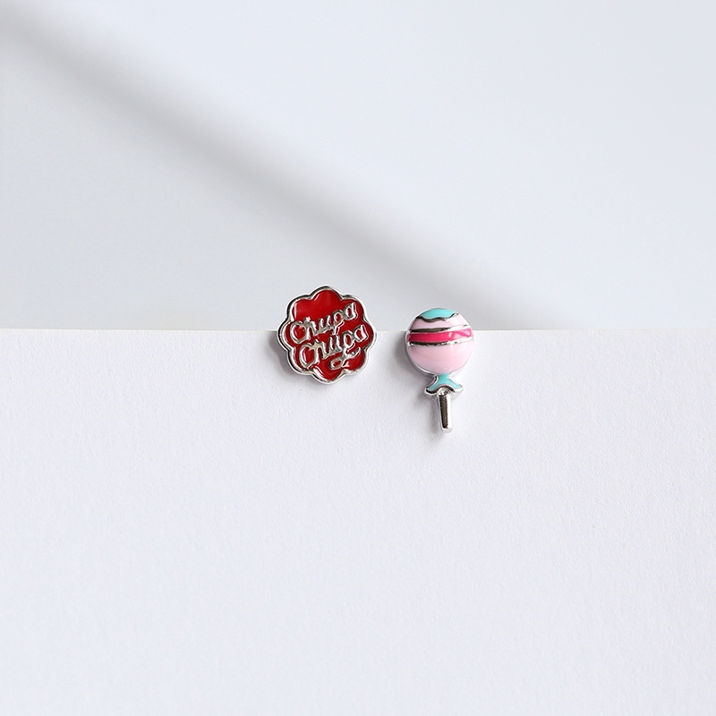 Anting Tusuk Desain Permen Lolipop Warna Pink untuk Wanita