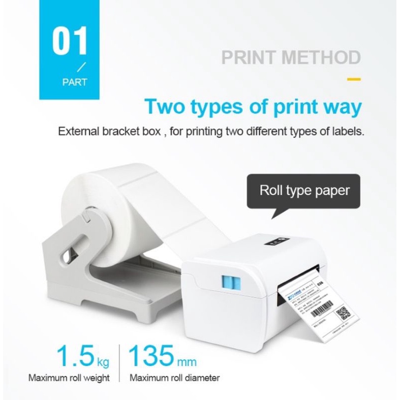 Zjiang POS Thermal Receipt Label Printer 110mm - ZJ-9200 - White