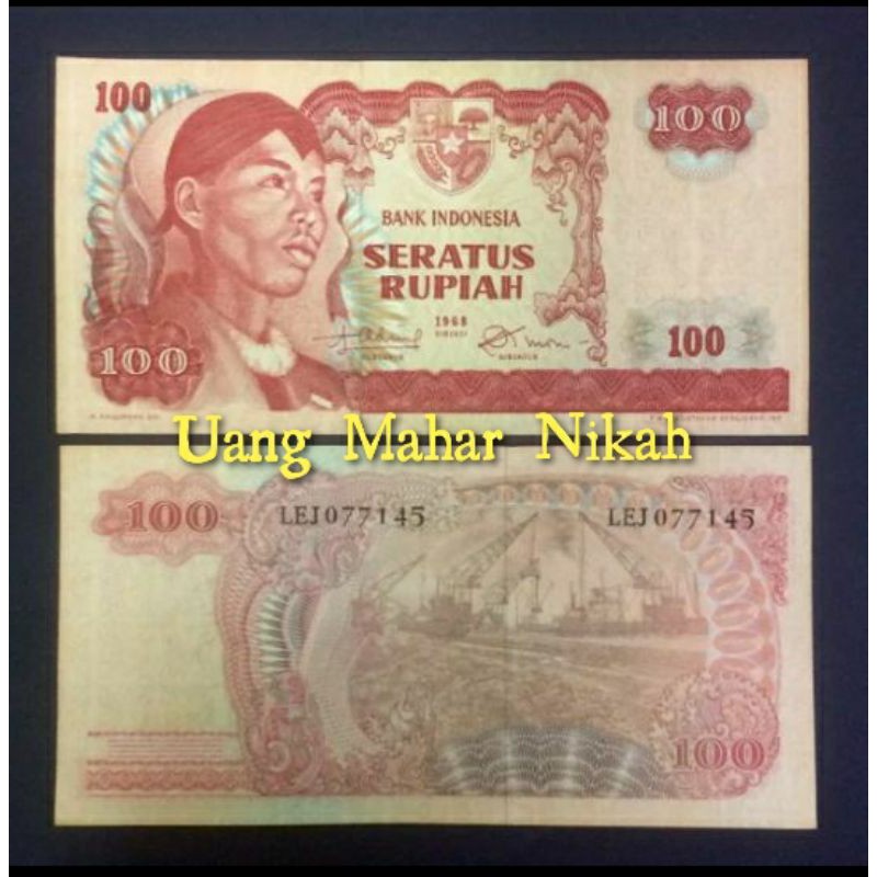 1 Lembar 100 Rupiah Seri Sudirman Tahun 1968 / Uang Kuno Hobi