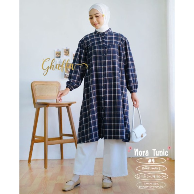 NORA TUNIC #4 BY GHAFFA THE LABEL / TUNIK WANITA MUSLIMAH / Flanel import kotak-kotak