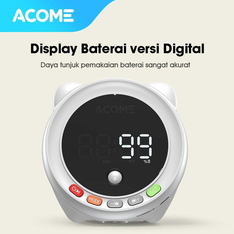 Acome A9 Speaker Bluetooth 5.0 Dual Smart Alarm Auto Brightness