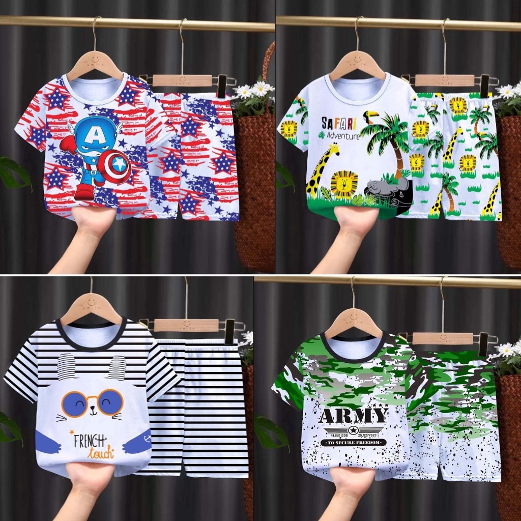 BabyGo Baju anak Baju setelan anak [MOTIF 1] BAJU ANAK SETELAN LENGAN PENDEK