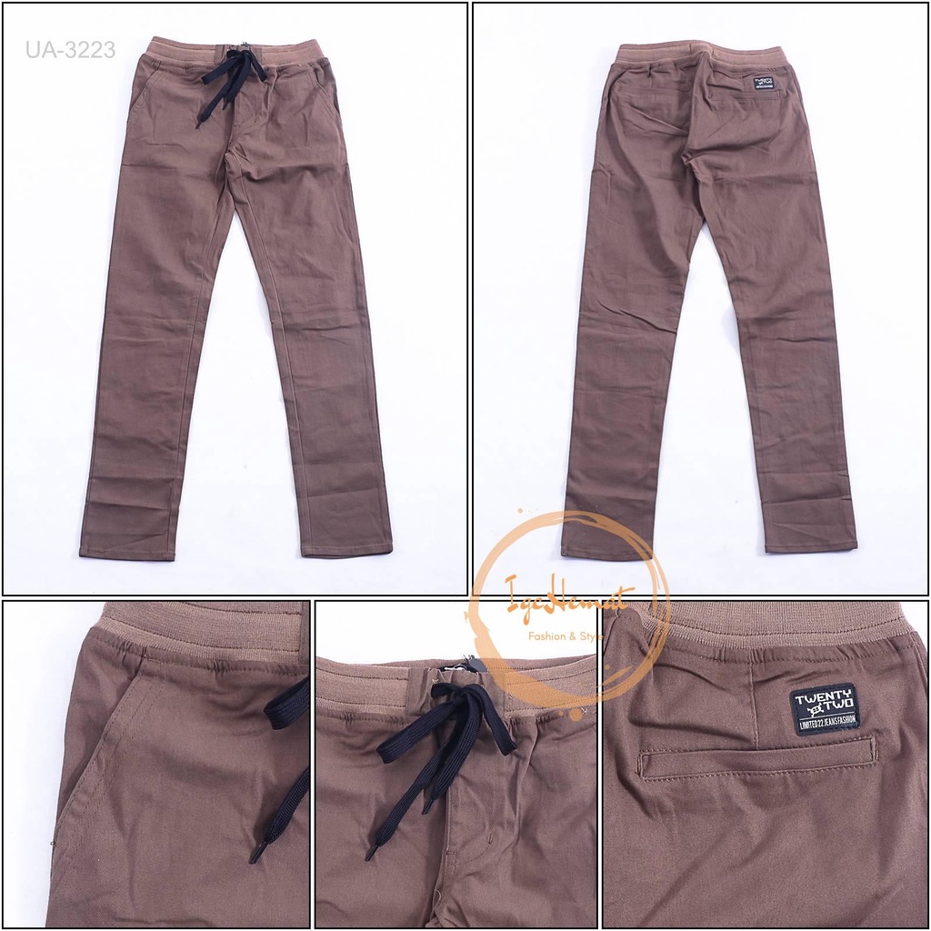 CELANA PANJANG KATUN SLIM FIT LAKI LAKI RIB KOLOR TWENTY TWO S-XL[UA3223]