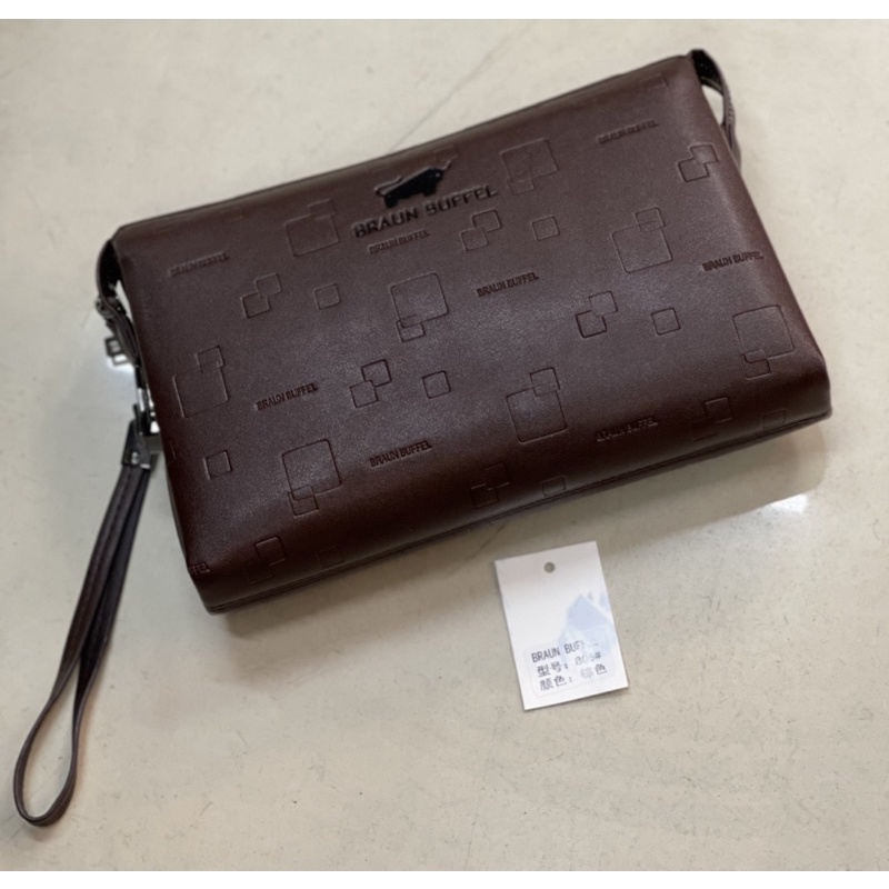 Hand Bag Clutch Pria Cowok Wanita Model Embos Braun Buffel Import