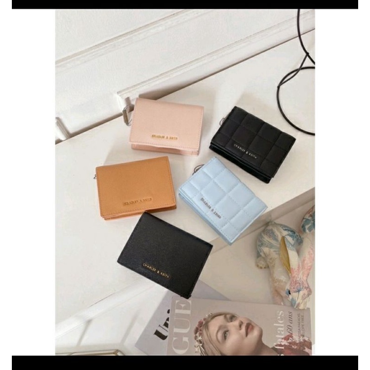 dompet wanita charles n keith WOC | New Chain Button Mini Short Wallet | C Chain Button Mini Cnk sna