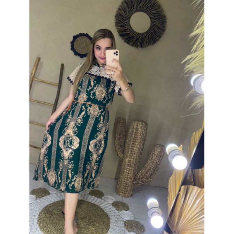 TERLARIS DASTER ARAB BRUKAT SULTAN, DASTER RENDA RAYON SUPER RESLETING DEPAN BUSUI MURAH-Hijau Botol