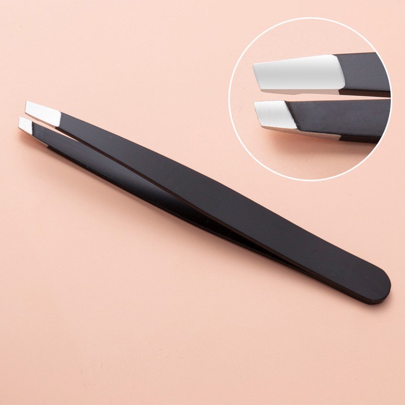 Eyebrow Tweezer - Eyebrow Tweezer BLACK Hair Beauty Fine Hairs Puller Stainless Steel Slanted Eye Brow Clips Removal Makeup Tools