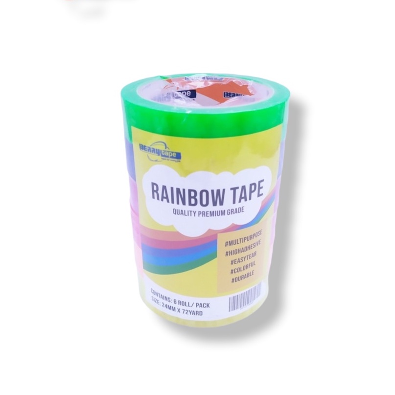 

Selotip / Solasi Rainbow Berry 1 inchi (24mm) x 72 yard solasi Warna Warni – per slop ( 6 warna ) SHSNP