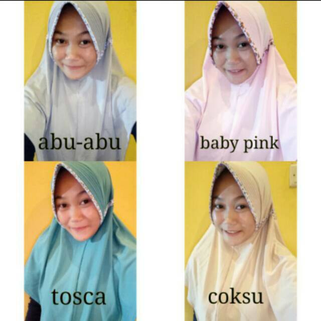 Jilbab serut kombinasi bunga