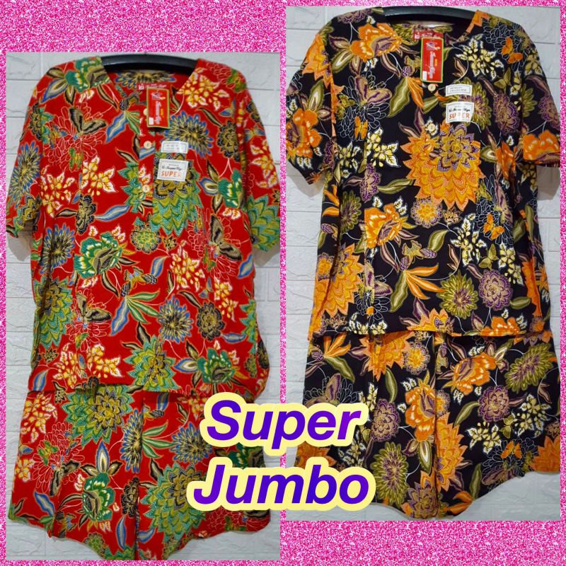 BABYDOLL BABY DOLL BABYDOL SETELAN KULOT JUMBO BIG SIZE BATIK KENCANA UNGU LABEL BIRU KEKINIAN MURAH