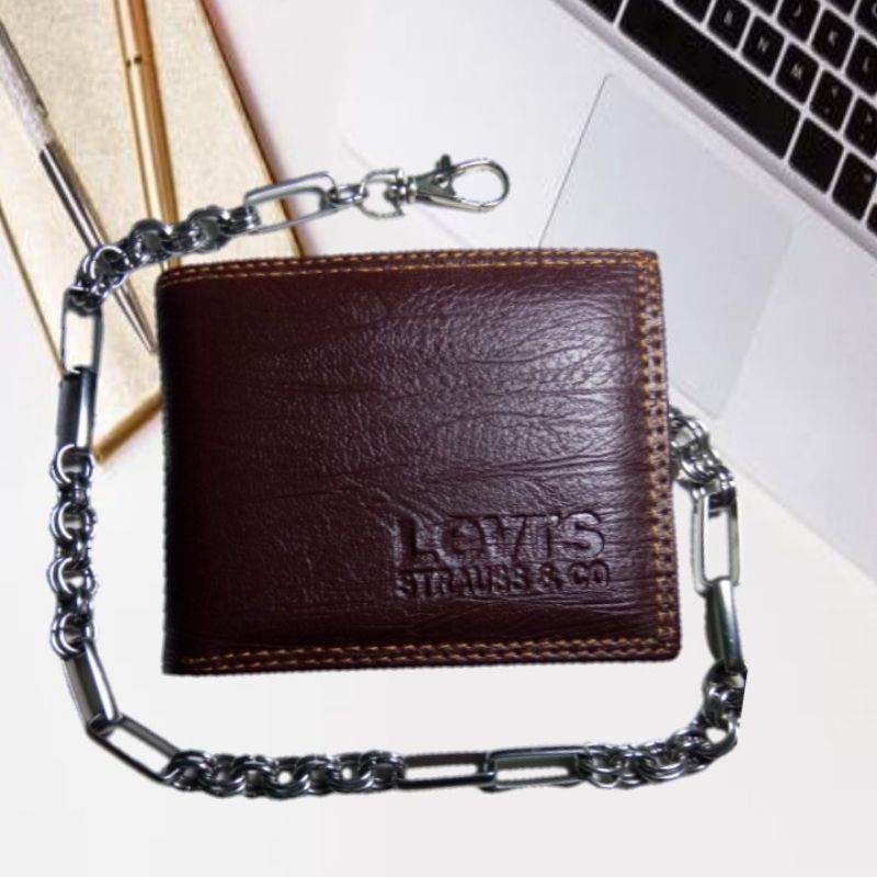 DOMPET PRIA TERBARU/DOMPET RANTAI KULIT SEMI-LEVIS C RANTAI BARU