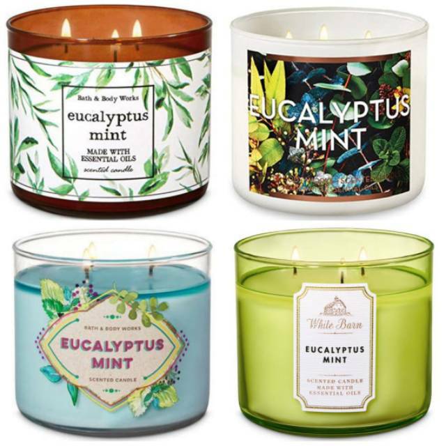 BATH &amp; BODY WORKS BBW EUCALYPTUS MINT 3-WICK SCENTED CANDLE 411 G LILIN WANGI 3 SUMBU UKURAN BESAR PENGHARUM RUANGAN