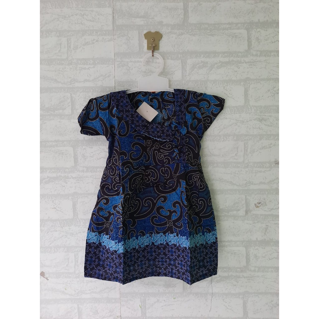 Dress anak dan Hem batik anak biru