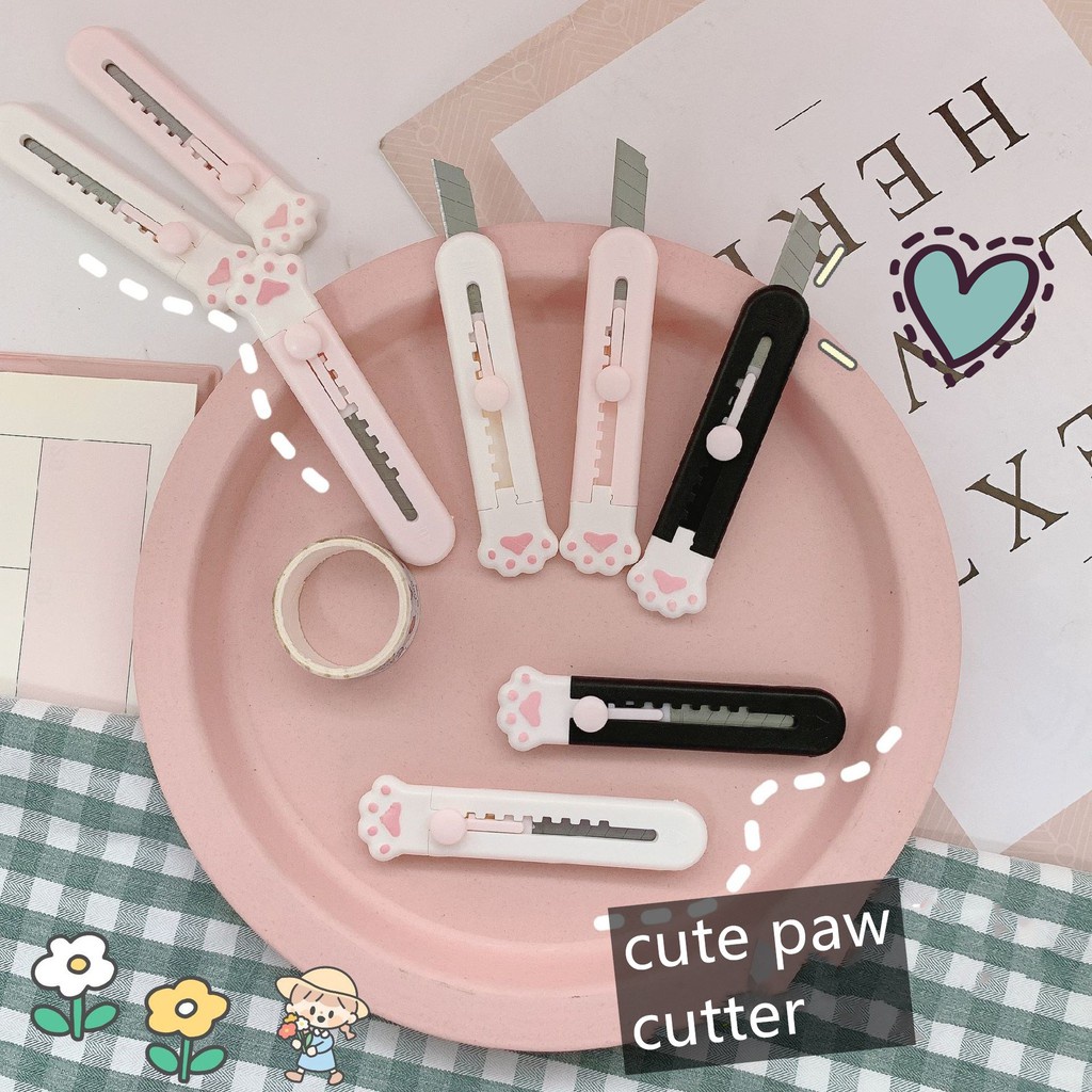 Cutter Size Mini Kecil Aesthetic TikTok Untuk membuka Paket Kaki Cewek Perempuan Alat Tulis