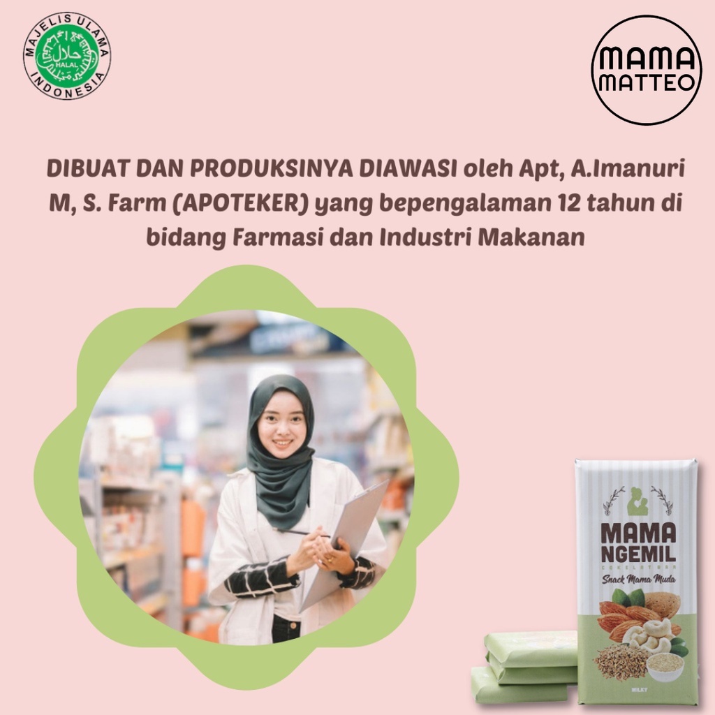 MAMA NGEMIL Choco Bar 75gr dan Mamila Granole Bar 37gr / Low Calorie / ASI Booster Bebas Pahit / Pelancar ASI / Coklat ASI Booster / BANDUNG