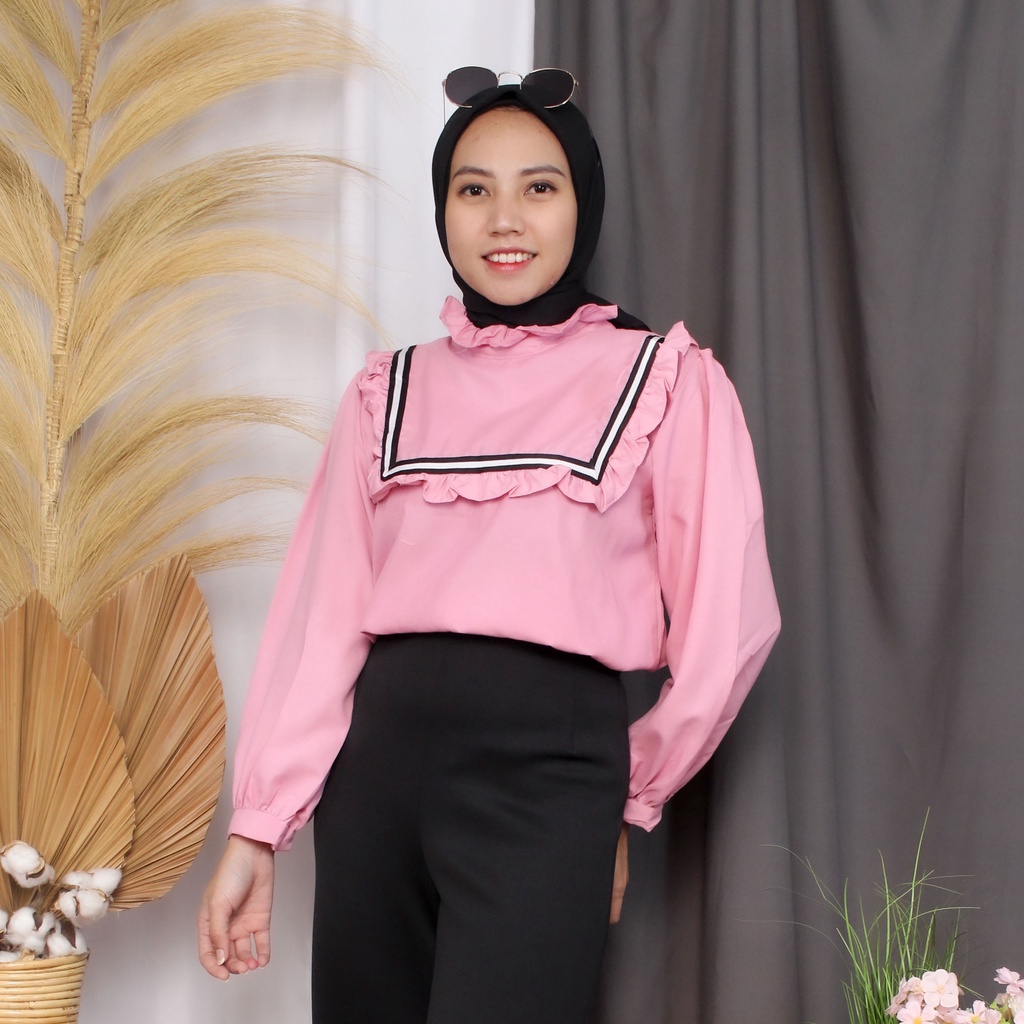 RX Fashion - Boni Top / Blouse Wanita / Atasan Korean Style ( gratis Ongkir ) -BN-DUSTY