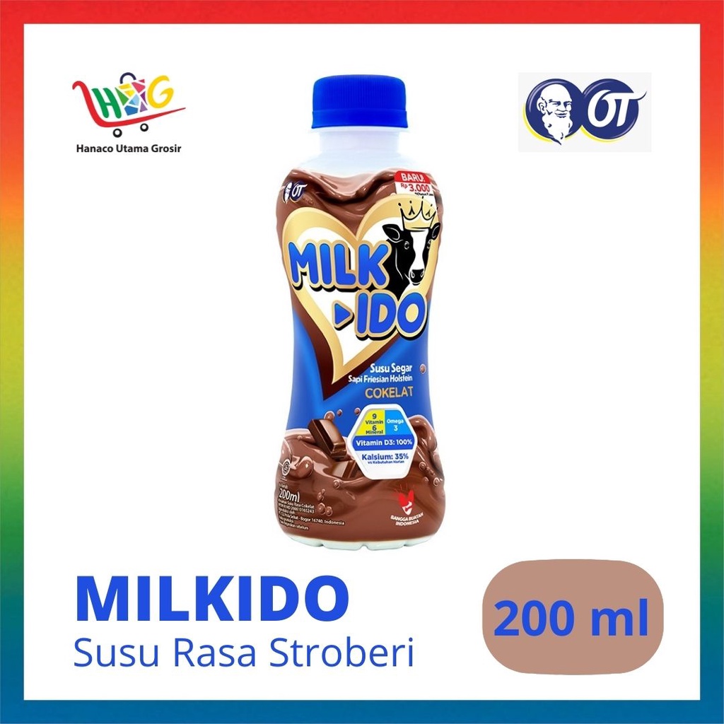 Susu Milkido - Stroberi / Cokelat / Melon 200ml