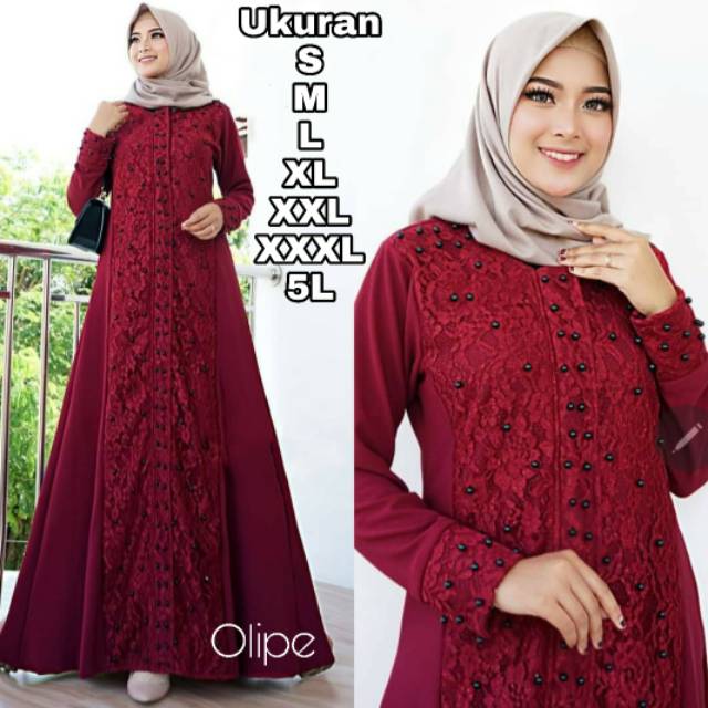 Premium Series OLIPE  Brokat Big Size Ukuran Size S M L XL 2XL 3XL 4XL XXL XXXL  XXXXL 2L 3L 4L 5L  Dress Wanita Jumbo Gamis Big Size Baju Korea Over Size