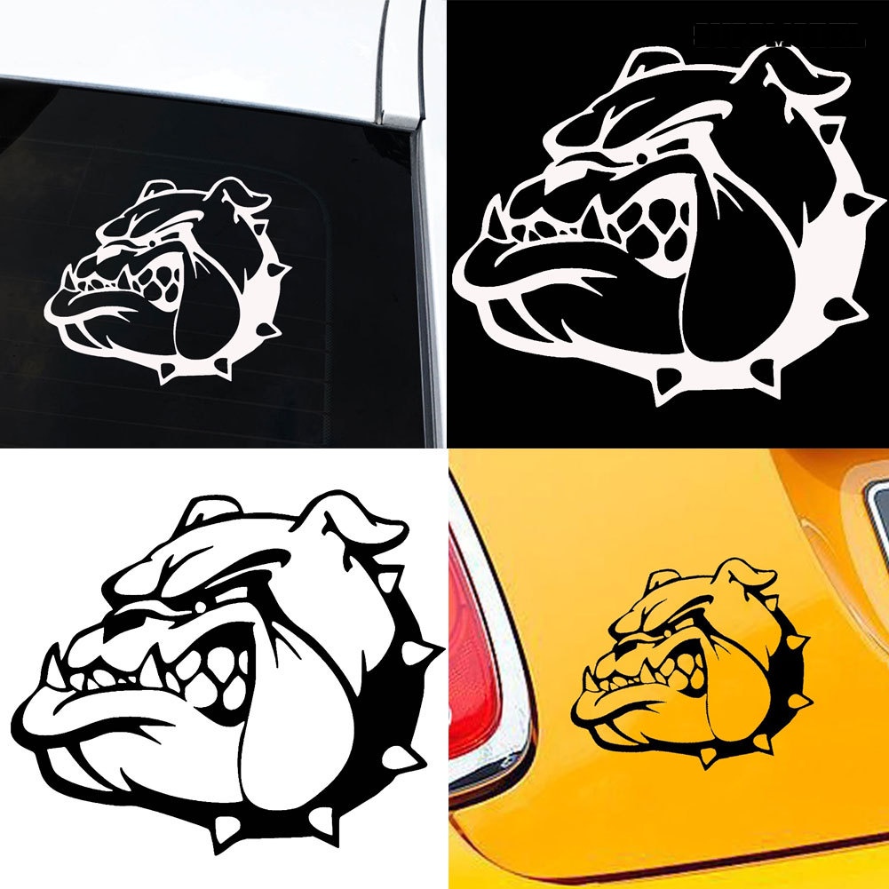 Stiker Reflektif Motif Kartun Kepala Anjing Bulldog Untuk Body / Jendela Mobil