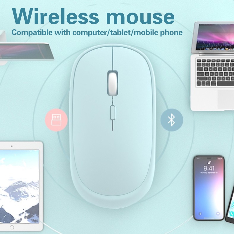 Wireless Bisukan Mouse Slim Tipis 2.4G Optical Mouse Gaming Macaron Dengan Untuk PC Laptop