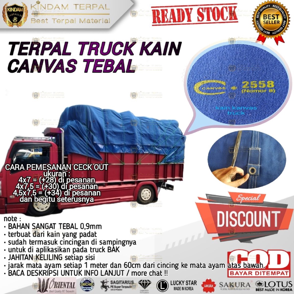 TERPAL TRUK KAIN CANVAS TRUCK 2558 LIONG MUNTHO BAHAN SUPER TEBAL