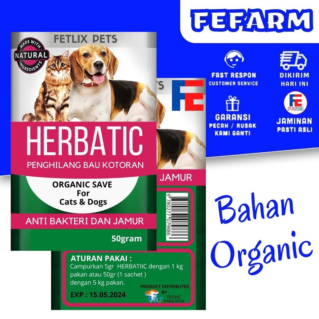 Penghilang Bau Kotoran Kucing Cat Kitten Organic Herbatic Aman Buat Kitten 50gr HERBATIC FEFARM