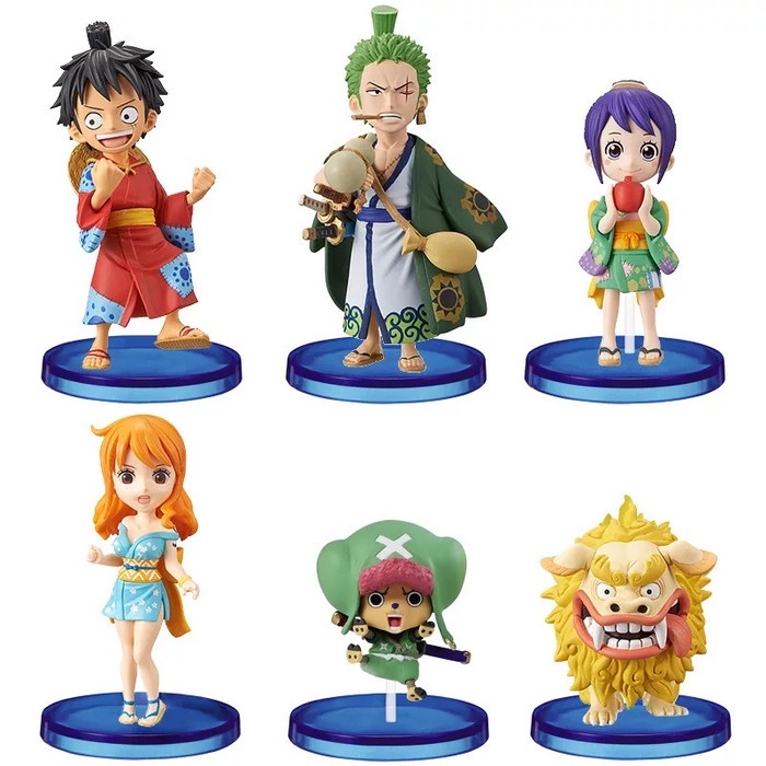 ACTION FIGURE ONE PIECE LUFFY ZORO CHOPPER WANO KIMONO VER SET 6 PCS