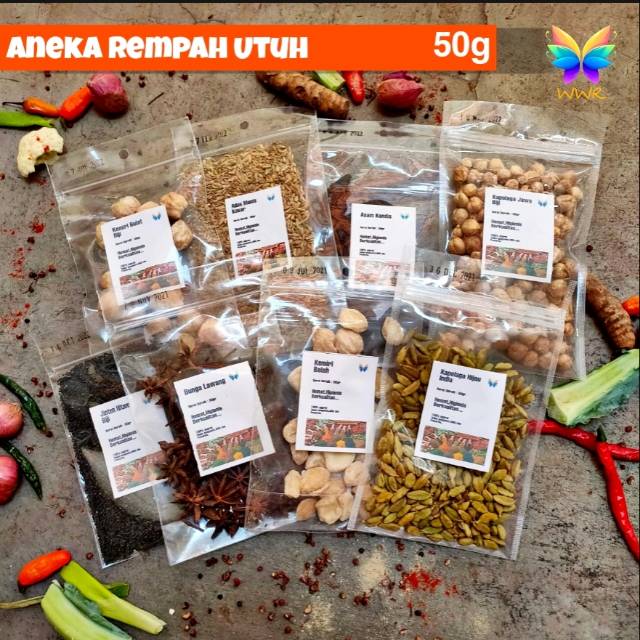 

Aneka Bumbu Rempah Utuh ASAM KANDIS/JINTEN/KEMIRI/ADAS/KAPULAGA/SELASIH/BUNGA LAWANG WWR