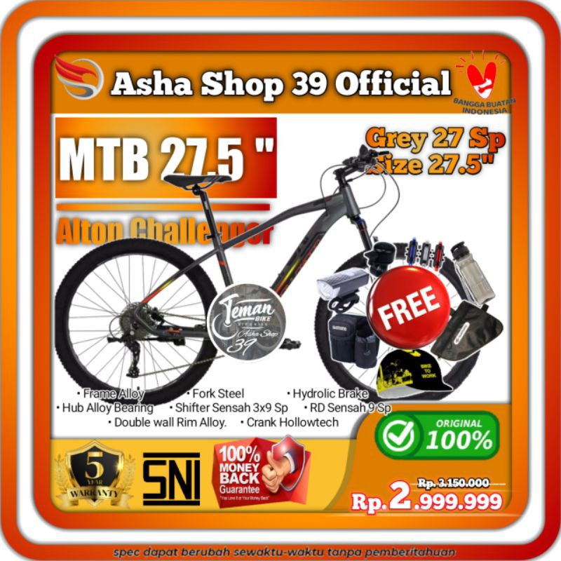 Sepeda MTB 27.5 Alton Challenger Speda gunung Element 27 30 speed alloy hydrolic brake