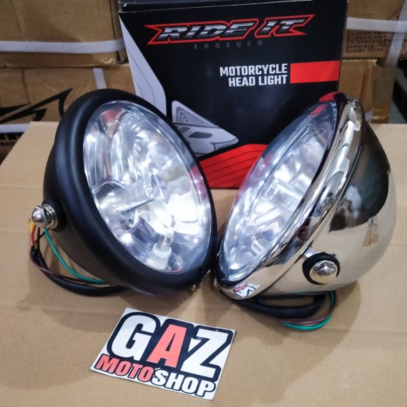 Headlamp Jute Pesek Hitam Crhome Lampu Depan CB GL Japstyle Reflektor Custom Vixion RX King