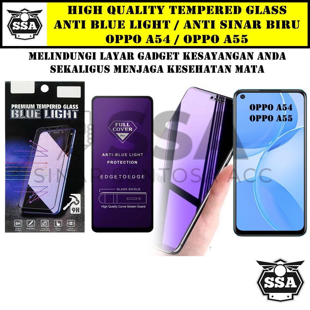 Tempered Glass Oppo A54 / Oppo A55 Anti Blue Light Anti Sinar Biru A 54 A 55 Ori Original Hp Pelindung Layar Temper Anti Lecet Gores TG Murah Berkualitas