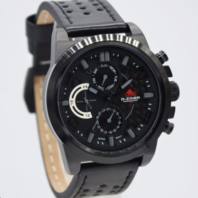 Jam Tangan Pria D-Ziner Dz-9007 Mb Original Tali Kulit Dhakiydano