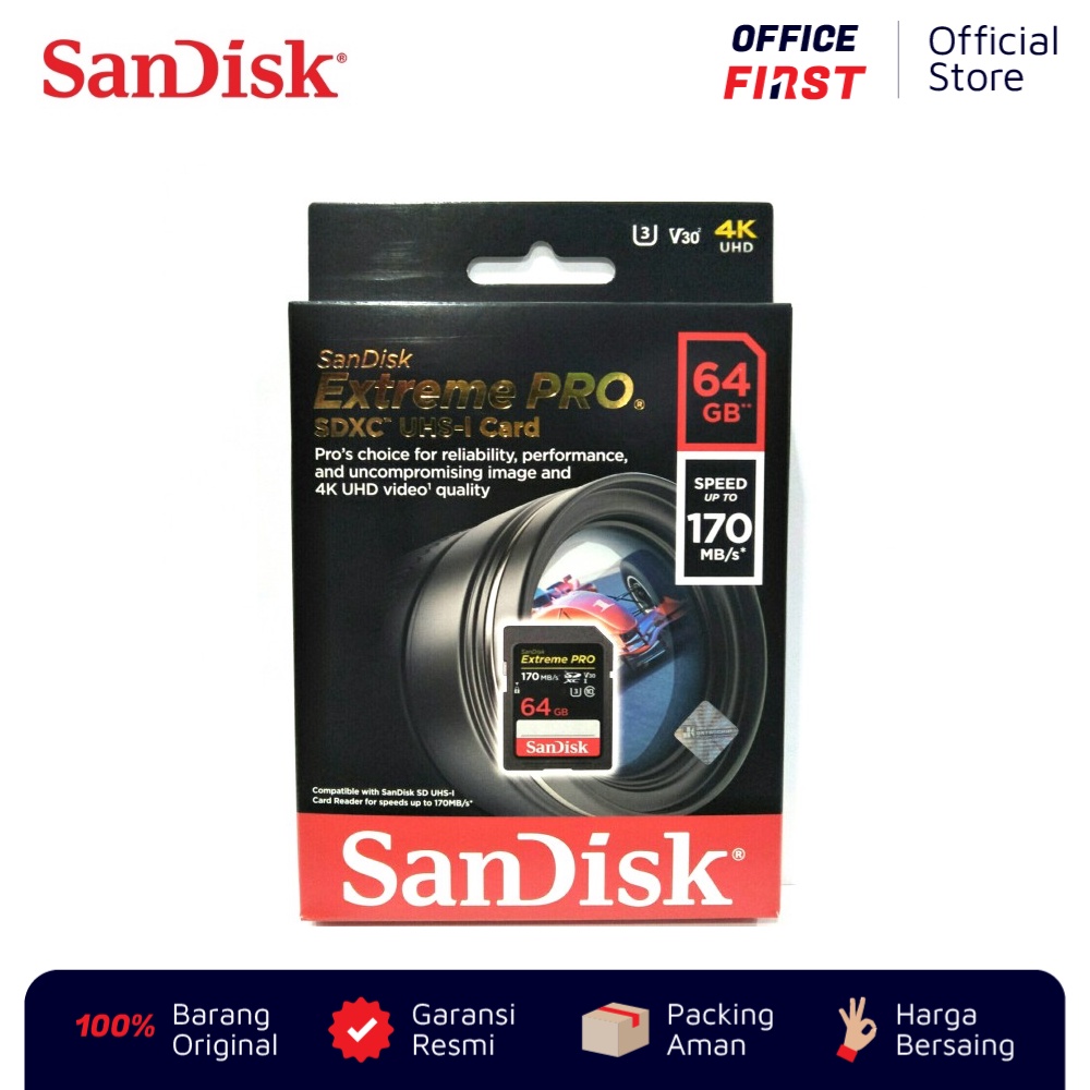 SanDisk Extreme Pro SDXC UHS-I 170 MBps 64 128 GB / Memory Card SD